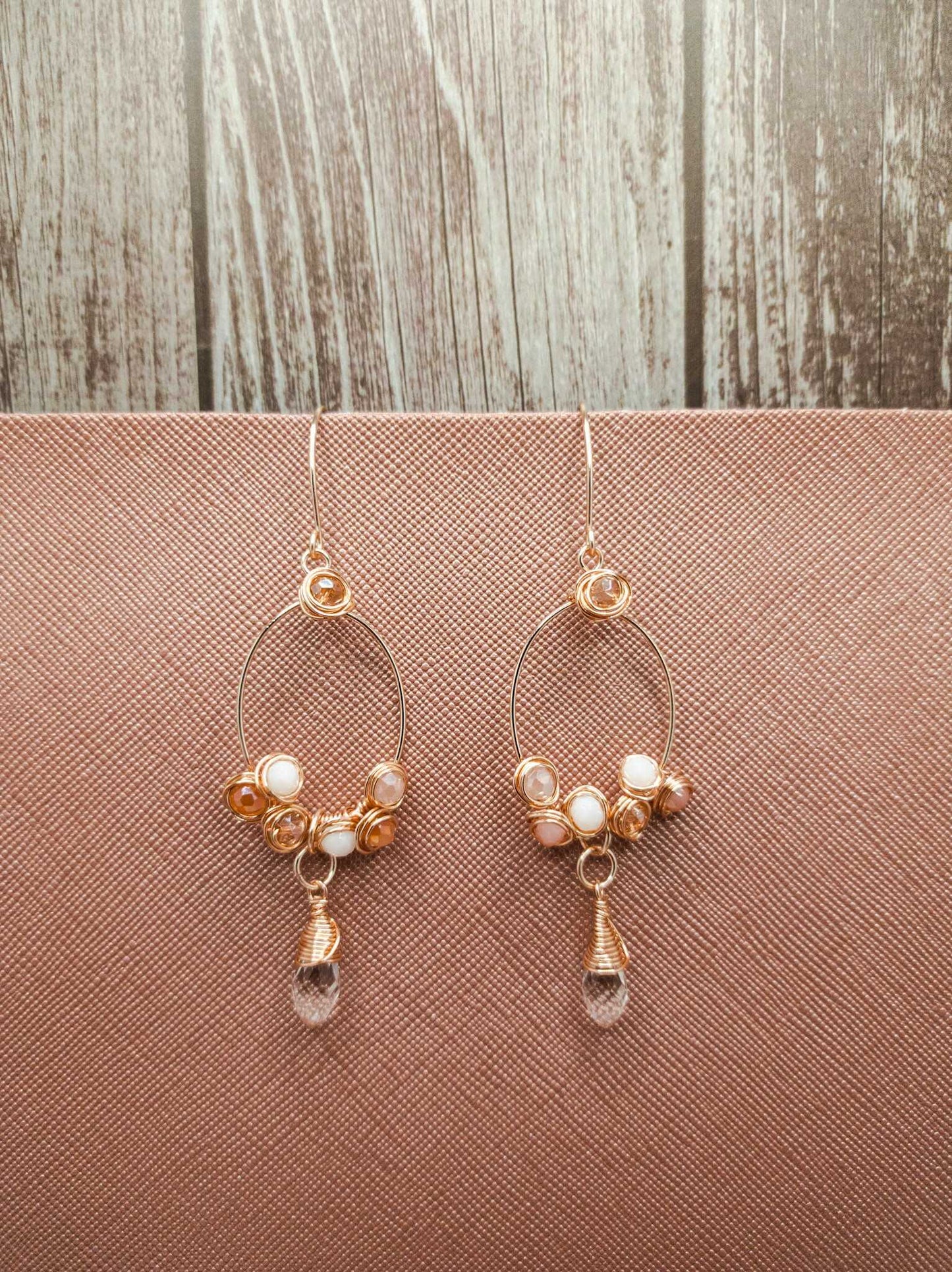 aretes agatha-dorado con rosa