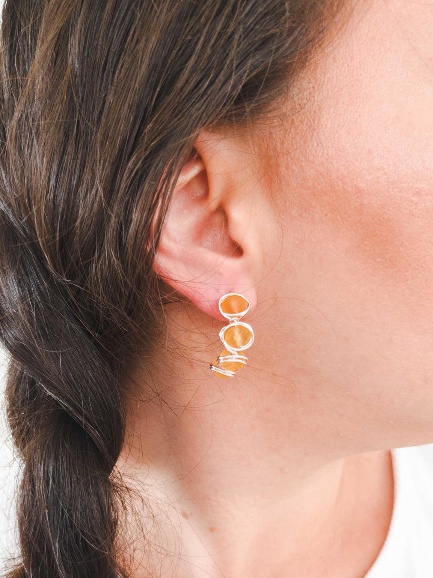 aretes nana-oro rosa con amarillo mate 8mm