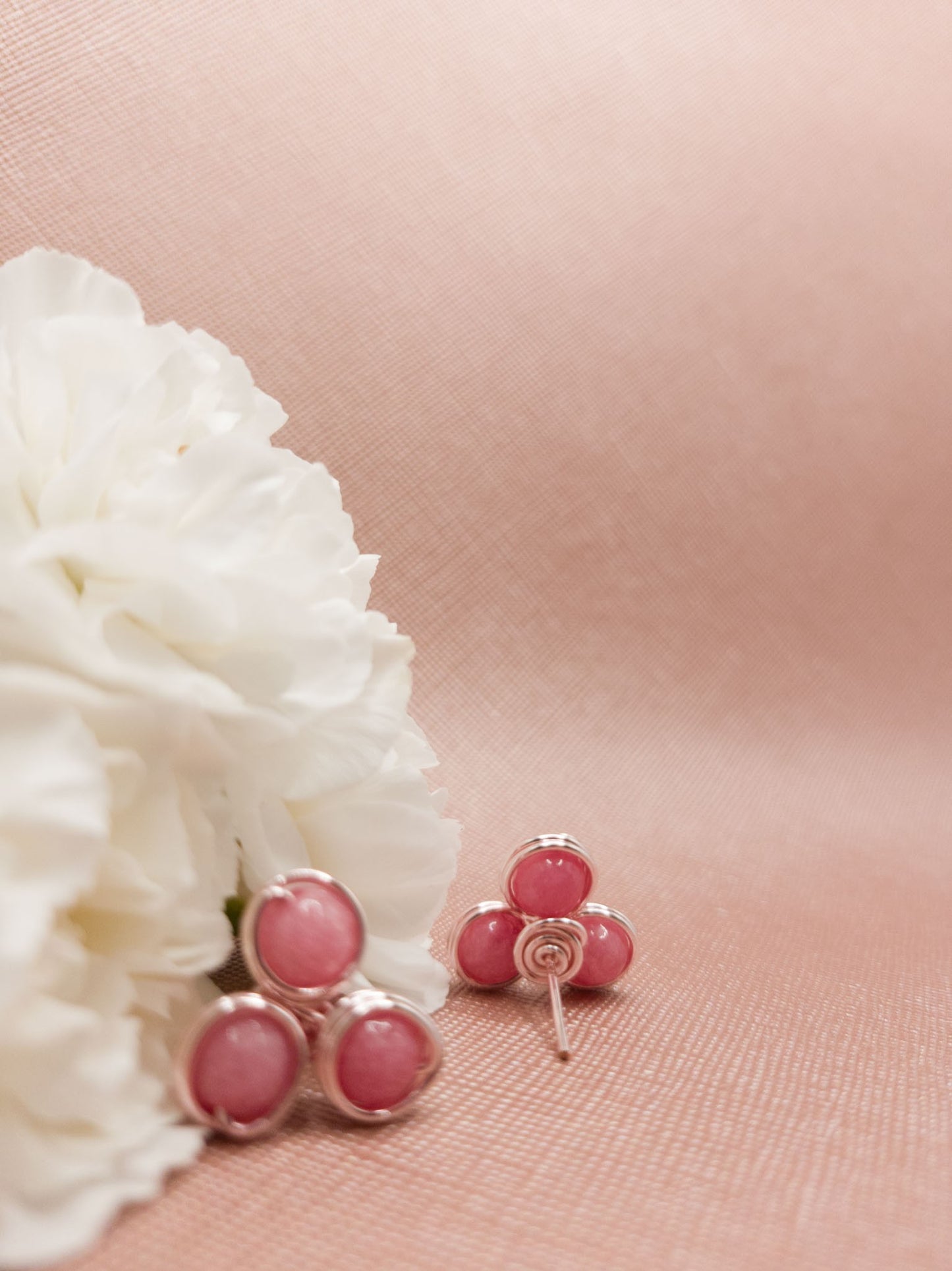 aretes pia-oro rosa con agata rosa 6mm