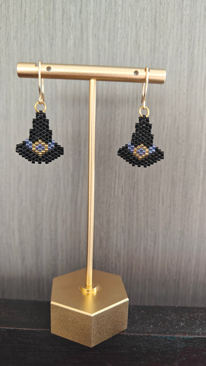 Aretes sombrerito de bruja | negro