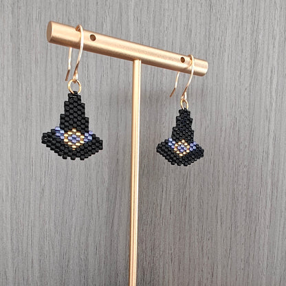 Aretes sombrerito de bruja | negro