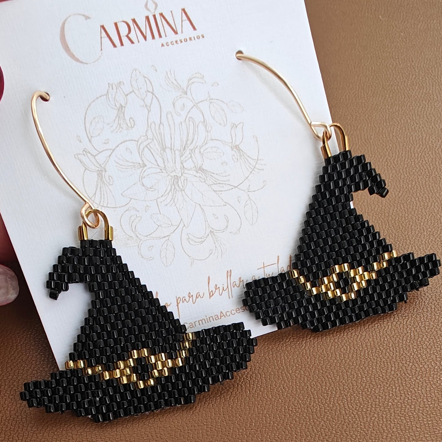 Aretes sombrero de bruja | negro