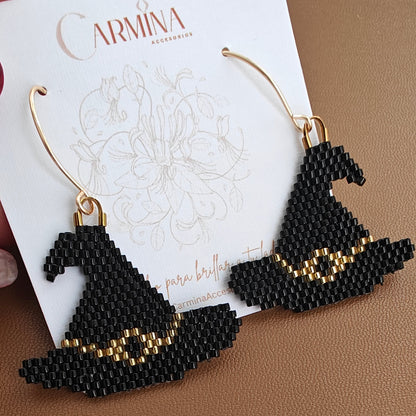 Aretes sombrero de bruja | negro