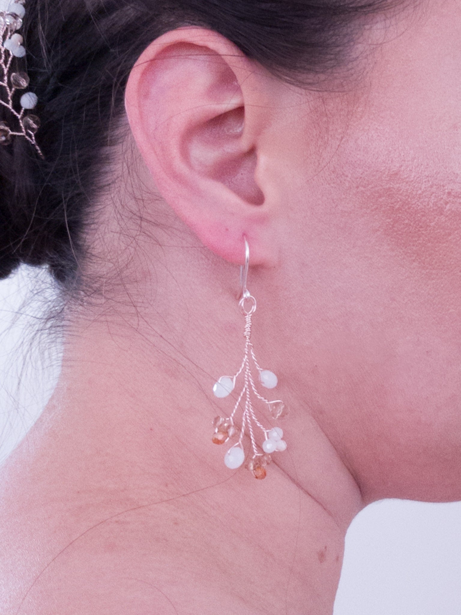 tocado rose-Oro rosa con blanco y ámbar