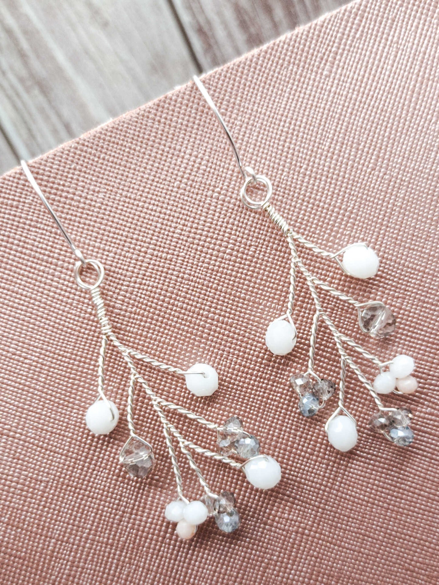 tocado rose-Plateado con blanco y gris