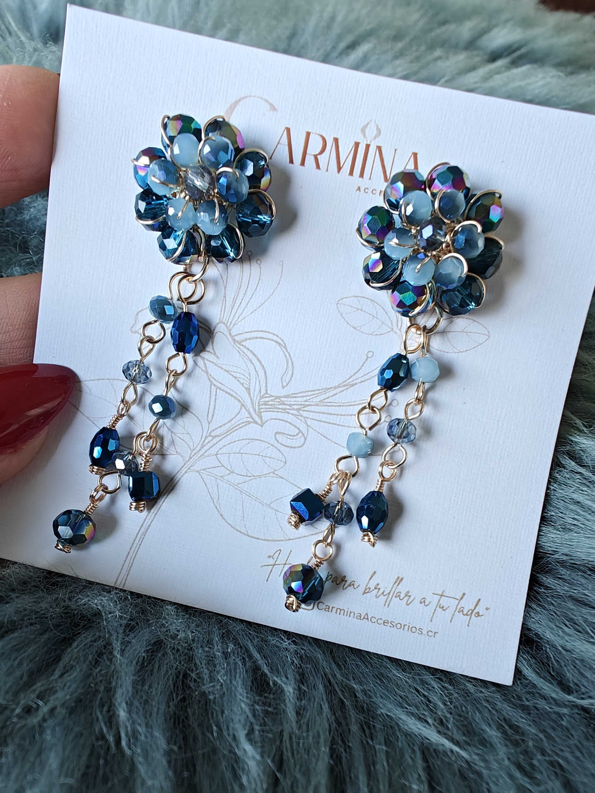 aretes allison-Dorado con Azul