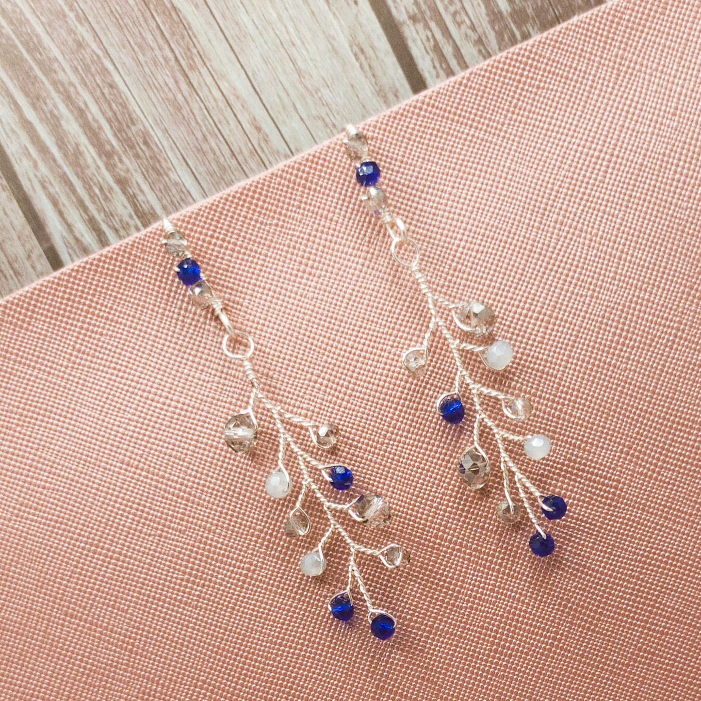 tocado ema-Plateado con azul