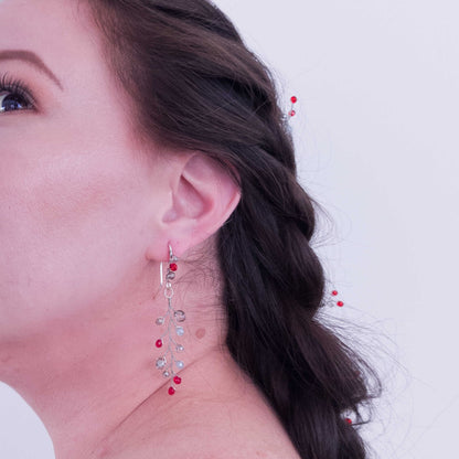 tocado ema-Plateado con rojo