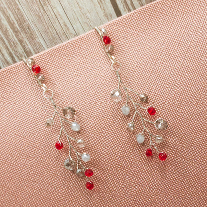 tocado ema-Plateado con rojo