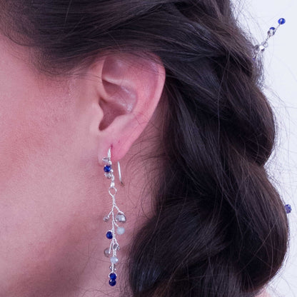 tocado ema-Plateado con azul