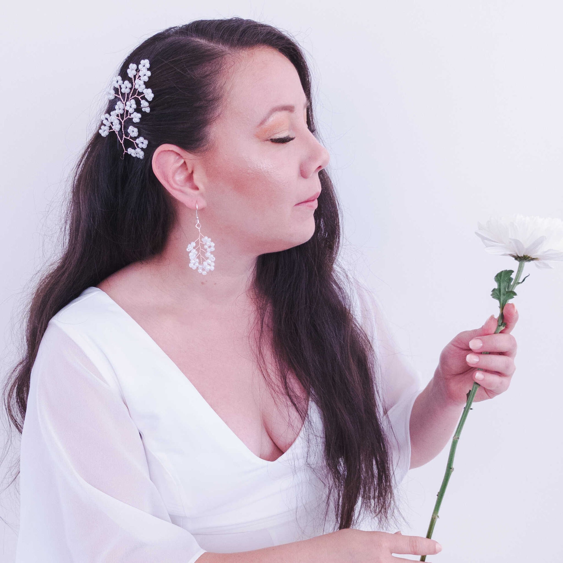 tocado caro-Oro rosa con blanco