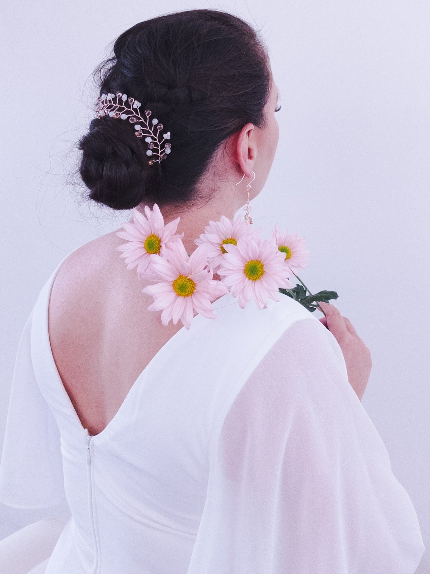 tocado rose-Oro rosa con blanco y ámbar