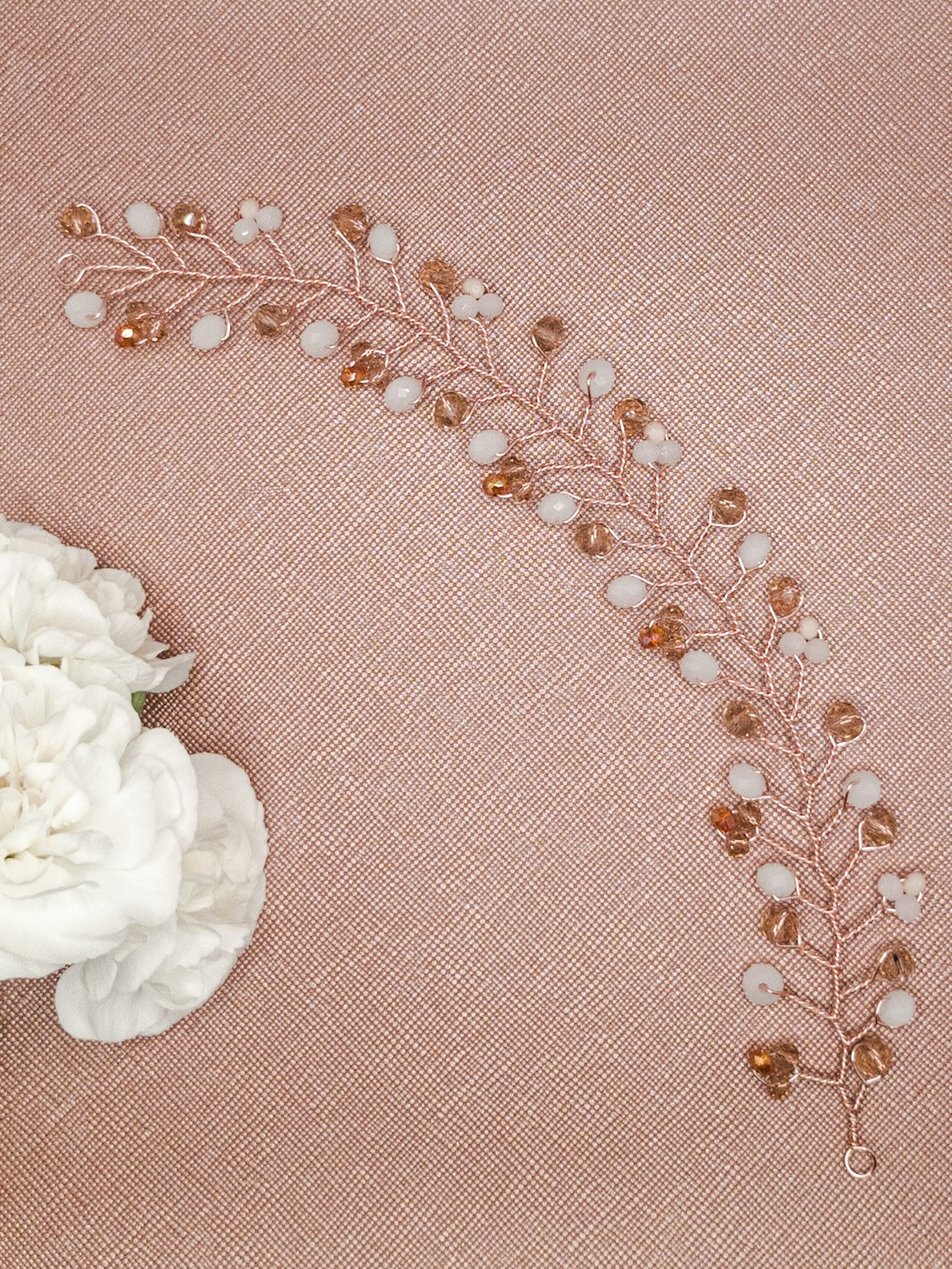 tocado rose-Oro rosa con blanco y ámbar