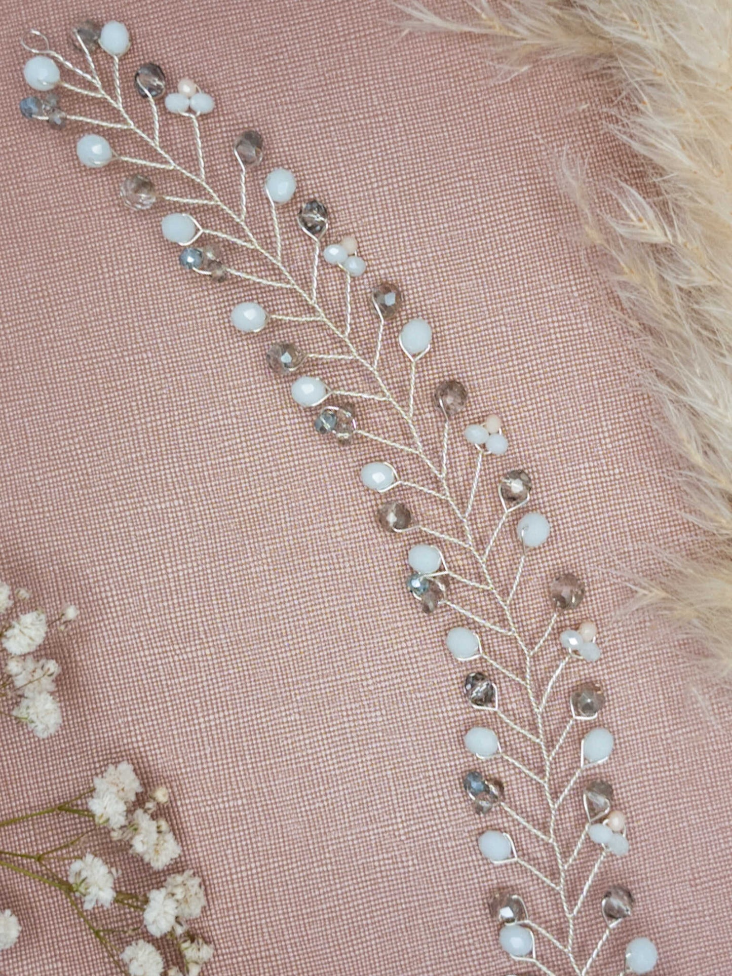 tocado rose-Plateado con blanco y gris