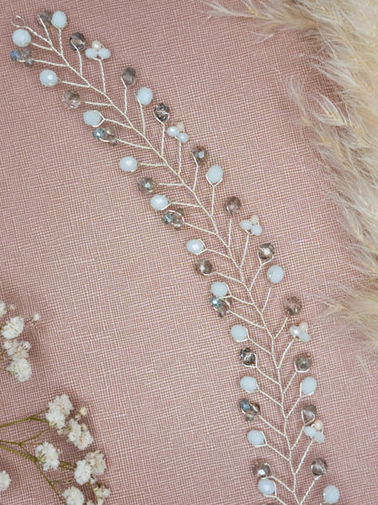 tocado rose-Plateado con blanco y gris