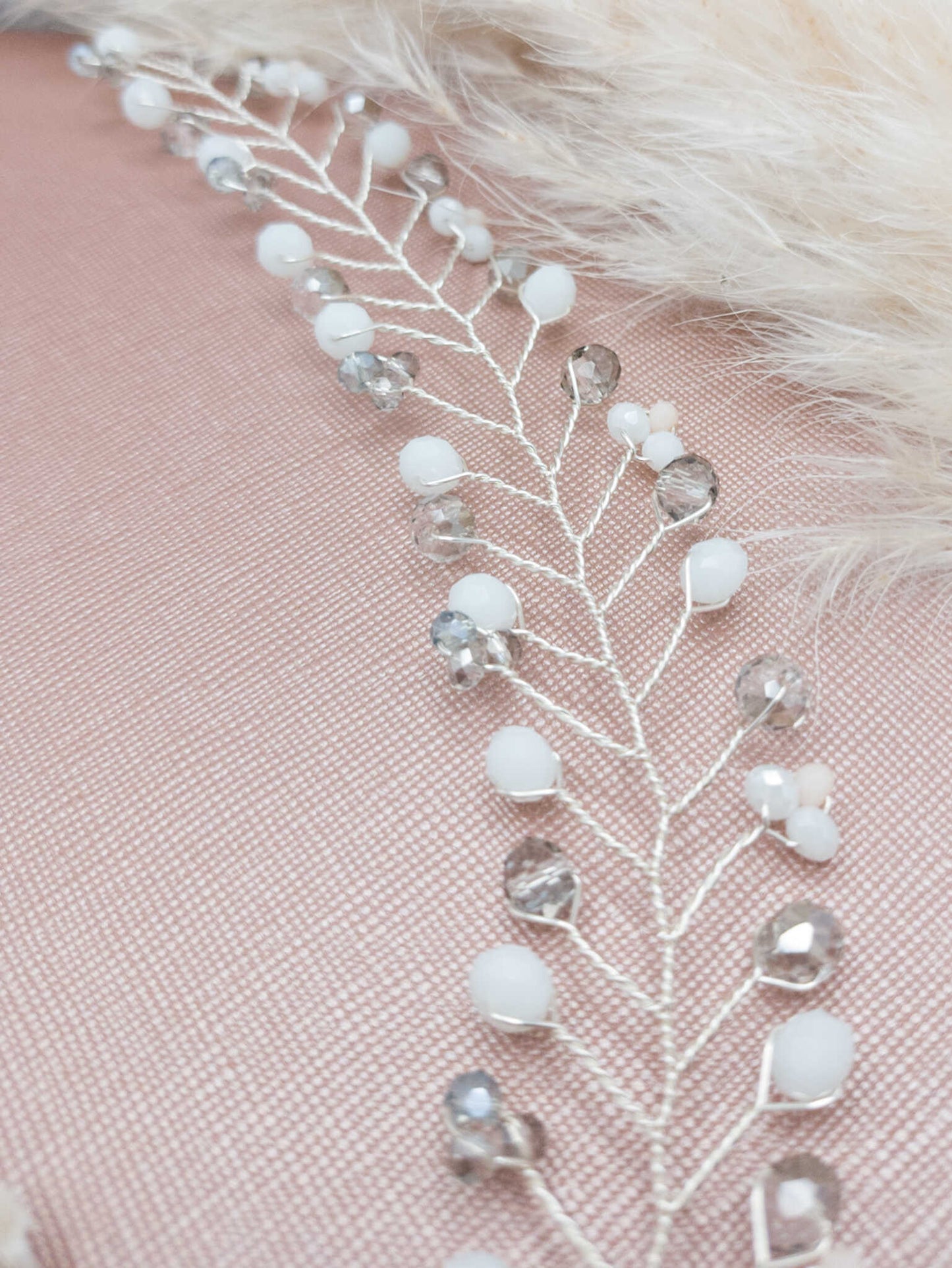 tocado rose-Plateado con blanco y gris