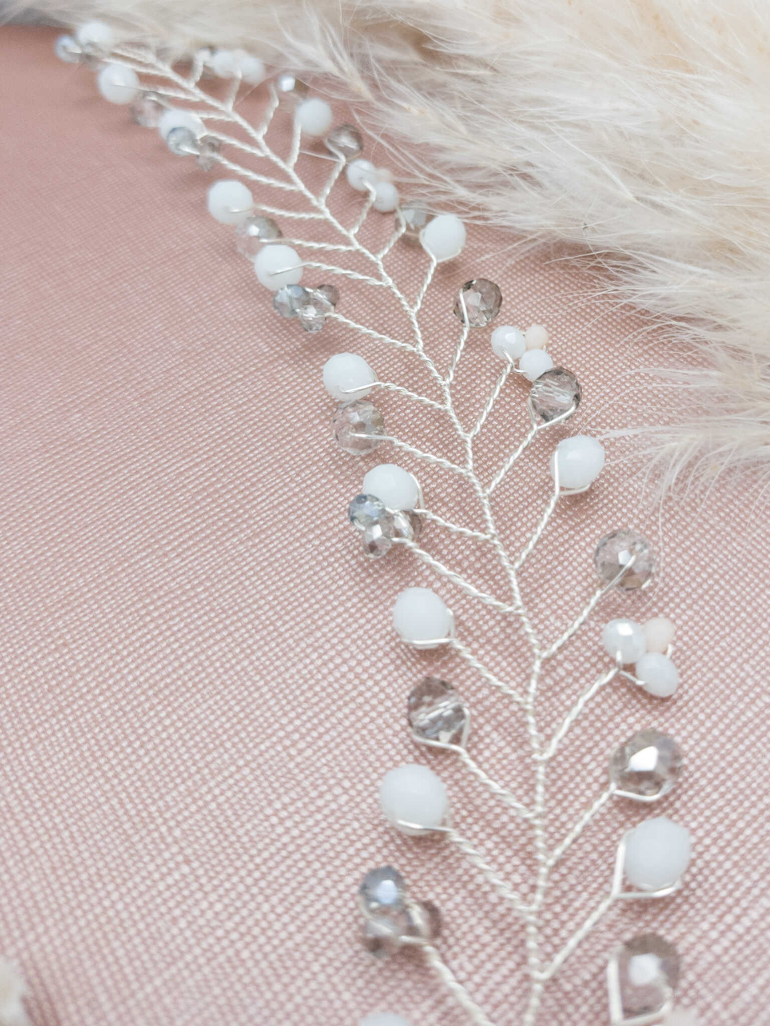 tocado rose-Plateado con blanco y gris