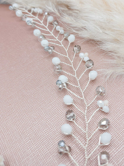 tocado rose-Plateado con blanco y gris