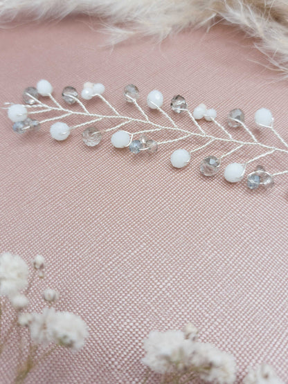 tocado rose-Plateado con blanco y gris