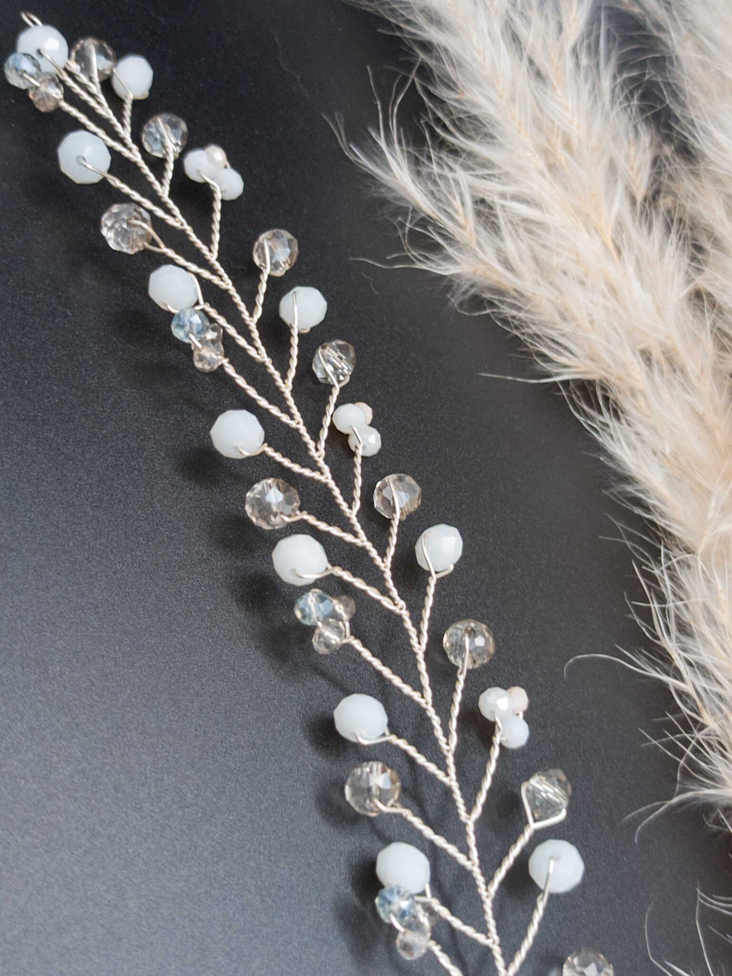 tocado rose-Plateado con blanco y gris