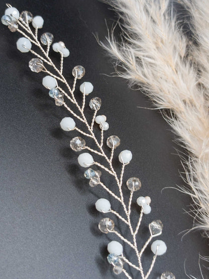 tocado rose-Plateado con blanco y gris