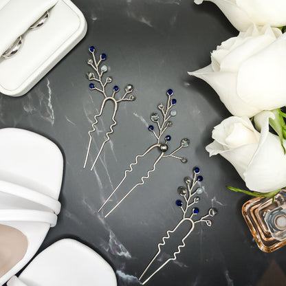 tocado ema-Plateado con azul