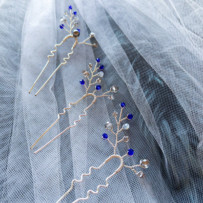 tocado ema-Plateado con azul