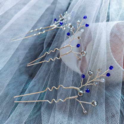 tocado ema-Plateado con azul