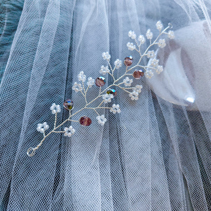 tocado irina-Plateado con blanco perlado cristal tornasol