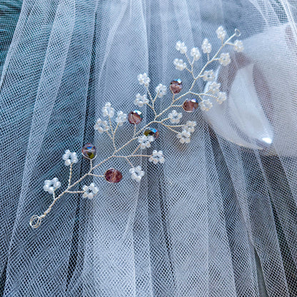 tocado irina-Plateado con blanco perlado cristal tornasol