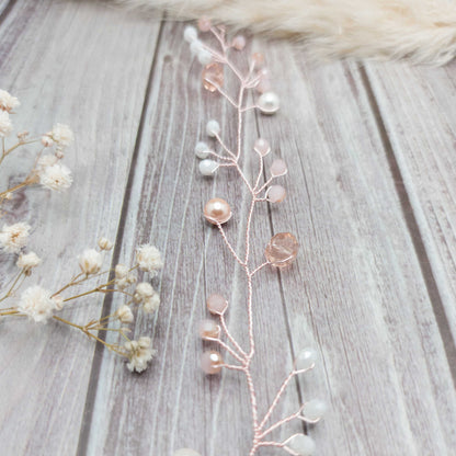 tocado pili-Mini oro rosa con blanco y rosa