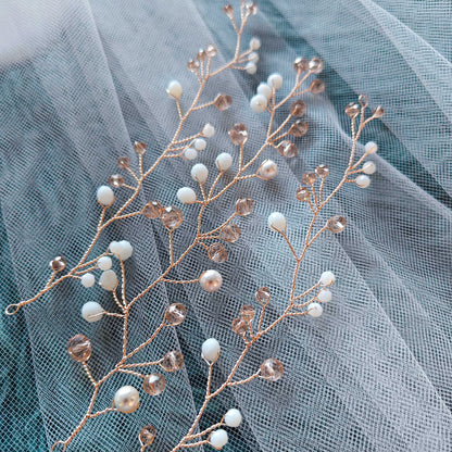 Tocado Pili Trío | Guías Flexibles Doradas Con Cristales y Aretes a Juego