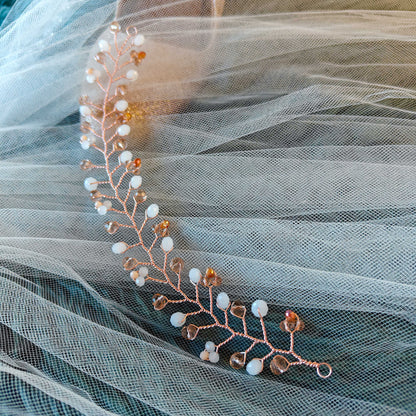 tocado rose-Oro rosa con blanco y ámbar