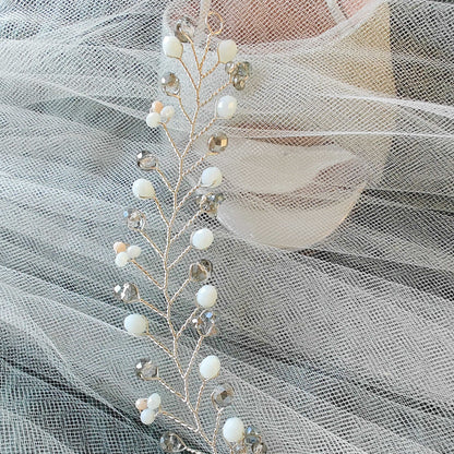 tocado rose-Plateado con blanco y gris